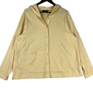 L.L. Bean Women's Lt Yellow Lt Wt Snap-Up Hoodie Long Sleeve Jacket SZ XXL - EUC